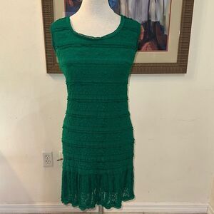 Max Edition Green Tiered Lace Stretch Dress Size Large